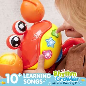 JOYIN Crawling Crab Tummy Time Toy Babies, Interactive Big Walking Crab Toy with Intelligent Sensor, Lights Buttons, Auto-Avoiding Obstacles, Gift for Toddlers