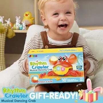 JOYIN Crawling Crab Tummy Time Toy Babies, Interactive Big Walking Crab Toy with Intelligent Sensor, Lights Buttons, Auto-Avoiding Obstacles, Gift for Toddlers