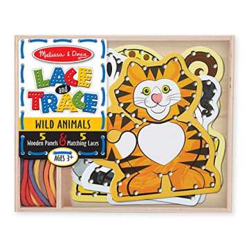 Melissa & Doug Wild Animals Lace & Trace Set for Kids
