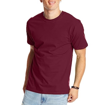 Hanes Men's Standard Beefy-T T-Shirt, Heavyweight Cotton Tee, 1 Or 2 Pack, Big & Tall, Maroon-1 Pack