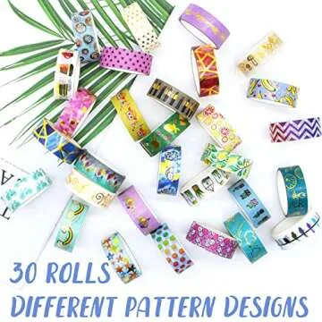 Vibrant 30 Rolls Gold Foil Washi Tape Set for Crafts