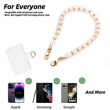 Stylish Lostars Marble Beaded Phone Wrist Strap with Gold Accents