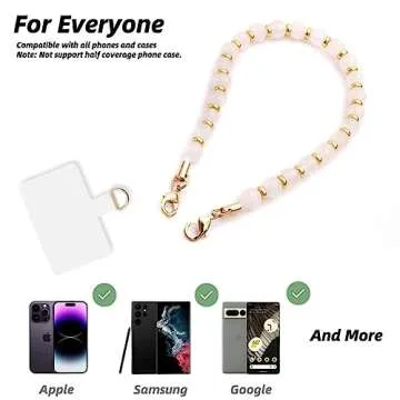 Stylish Lostars Marble Beaded Phone Wrist Strap with Gold Accents