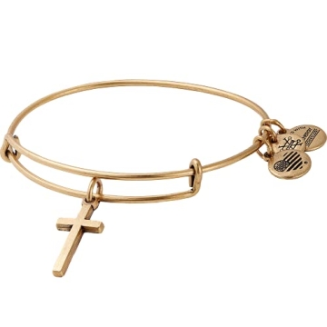 Alex and Ani Divine Guides Expandable Bangle Bracelet for Women, Cross Charm, Rafaelian Gold Finish,...