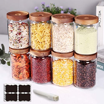 SAIOOL Stackable Kitchen Canisters Set of 8 - High Borosilicate Glass Airtight Food Storage