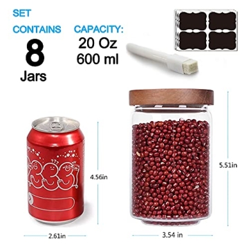 SAIOOL Stackable Kitchen Canisters Set of 8 Glass Storage