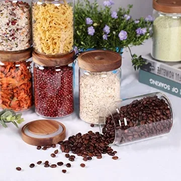 SAIOOL Stackable Kitchen Canisters Set of 8 Glass Storage