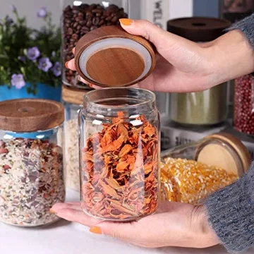 SAIOOL Stackable Kitchen Canisters Set of 8 Glass Storage