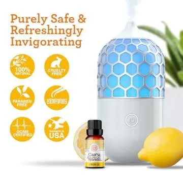 GuruNanda Lemon Essential Oil - 100% Pure, Natural, Undiluted Aromatherapy Oil for Diffusers, Massage & DIY Recipes - Fresh Citrus Scent (2x0.5 Fl Oz)