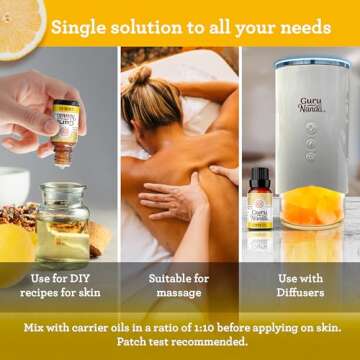 GuruNanda Lemon Essential Oil - 100% Pure, Natural, Undiluted Aromatherapy Oil for Diffusers, Massage & DIY Recipes - Fresh Citrus Scent (2x0.5 Fl Oz)