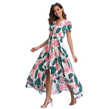 VintageClothing Women's Floral Maxi Dresses Boho Button Up Split Summer Casual Long Dress Beach Part...
