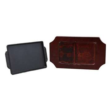 Ebros Cast Iron Sizzling Fajita Pan With Wooden Base