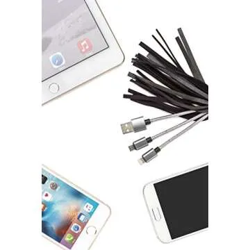 Wasserstein Keychain with 2-in-1 USB Charging Cable and Rubber Cover Compatible with Apple, Android, and Other Handheld Devices - Make it Light and Easy (Black)