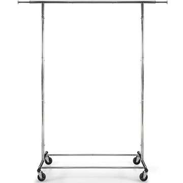 Clothes Rack for Hanging Clothes - Heavy Duty Commercial Grade Chrome for Clothing, Garment Rack Adjustable, Collapsible, Expandable Clothing Rack, 200 LBS Capacity