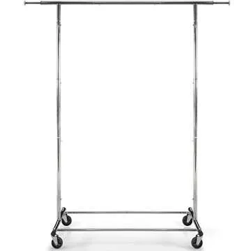 Clothes Rack for Hanging Clothes - Heavy Duty Commercial Grade Chrome for Clothing, Garment Rack Adjustable, Collapsible, Expandable Clothing Rack, 200 LBS Capacity