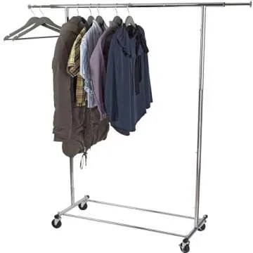 Clothes Rack for Hanging Clothes - Heavy Duty Commercial Grade Chrome for Clothing, Garment Rack Adjustable, Collapsible, Expandable Clothing Rack, 200 LBS Capacity