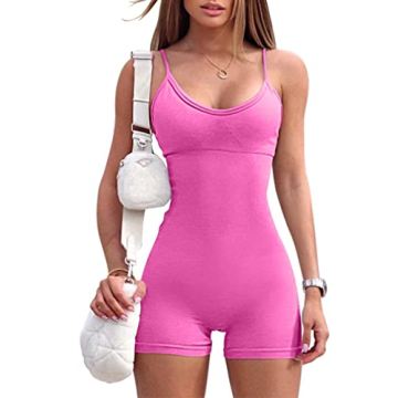 OQQ Women's Yoga Seamless One Piece Romper in Rose