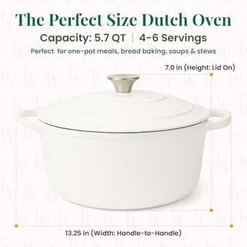 Larder & Vine Enameled Cast Iron Dutch Oven | 5.7qt Dutch Oven Pot with Lid | Dutch Oven for Bread B...