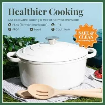 Larder & Vine Enameled Cast Iron Dutch Oven | 5.7qt Dutch Oven Pot with Lid | Dutch Oven for Bread Baking | Compatible on All Cooktops & Oven Safe to 500° F | Great for Sourdough Bread | White