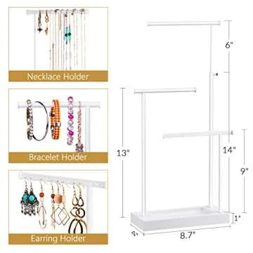 SRIWATANA Jewelry Organizer Stand, Extra Tall Jewelry Display Necklace Holder, Gift Idea (White)