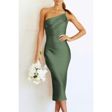 PRETTYGARDEN Women's Midi Satin Dress for Summer Elegance