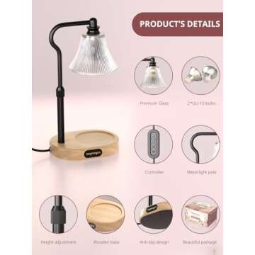 Inspireyes Candle Warmer Lamp, Electric Candle Warmer with Timer, Dimmer Candle Lamp, Wax Melter War...