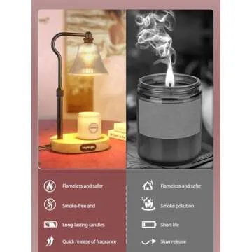 Inspireyes Candle Warmer Lamp, Electric Candle Warmer with Timer, Dimmer Candle Lamp, Wax Melter Warmer for Jar Candles Scented Wax, House Warming Gifts New Home Decor, Gift for Mom, Height Adjustable