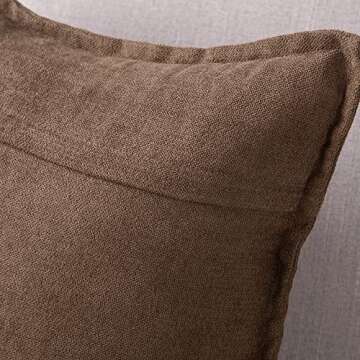 MADIZZ Set of 2 Short Chenille Throw Pillow Covers 22x22 Inch Brown Soft Decorative Cushion Cover fo...