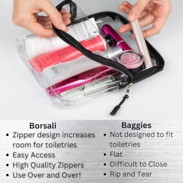 BORSALI TSA Compliant Quart Size Toiletry Bag for Travel