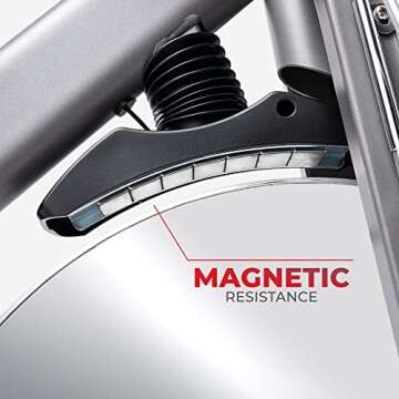 Sunny Health & Fitness Synergy Exercise Bike with 40LB Flywheel, Silent Belt Drive & Magnetic Resistance, Indoor Bicycle with 300 LB User Weight Capacity, Tablet Mount, Adjustable Seats – SF-B1851