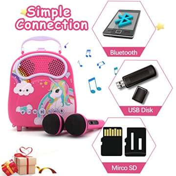 NA Kids Karaoke Machine with 2 Microphones - Bluetooth Toy for Singing