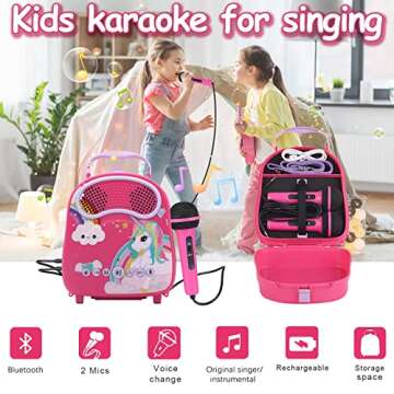NA Kids Karaoke Machine for Kids with Microphones