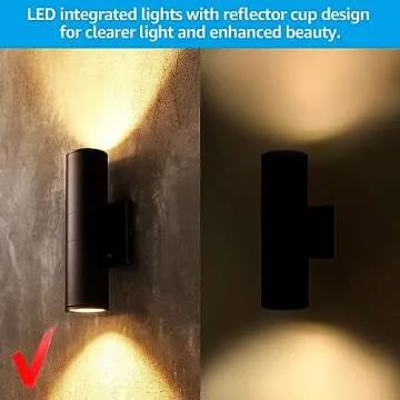 LEONLITE Integrated LED Cylinder Up Down Wall Light Outdoor, 100V-277V 20W Aluminum Waterproof High-end Wall Sconce in 2 Lights, ETL-Listed Exterior Front Door Porch Light, 3000K Warm White, Pack of 4