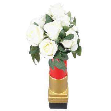 Creative Lipstick Shape Vase, Beautiful Resin Flower Vase, Exquisite Realistic Lipstick Shape Decorative Vase for Book Shop Coffee Shop, Modern Flowers Pot for Home Office (Gold)