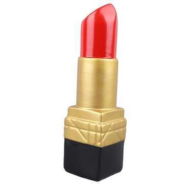 Creative Lipstick Shape Vase, Beautiful Resin Flower Vase, Exquisite Realistic Lipstick Shape Decorative Vase for Book Shop Coffee Shop, Modern Flowers Pot for Home Office (Gold)