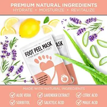 Hicream Foot Peel Mask- 2 Pairs of Regular Skin Exfoliating Foot mask For Cracked Heels, Dead Skin & Calluses, Removes & Repairs Rough Heels, Dry Toe Skin, Peach Scent
