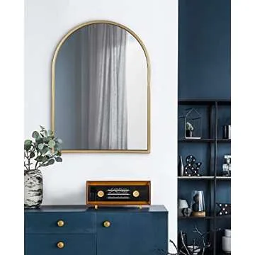 Kate and Laurel Valenti Arched Wall Mirror - 24x32 Gold Decor