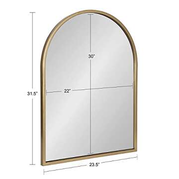 Kate and Laurel Valenti Arched Wall Mirror - 24x32 Gold Decor