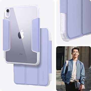 Spigen Ultra Hybrid Pro Designed for 8.3 inch iPad Mini 7 Case A17 Pro (2024), iPad Mini 7th/6th Generation Case (2024/2021) w/Clear Transparent Back and Pencil Holder - Lavender