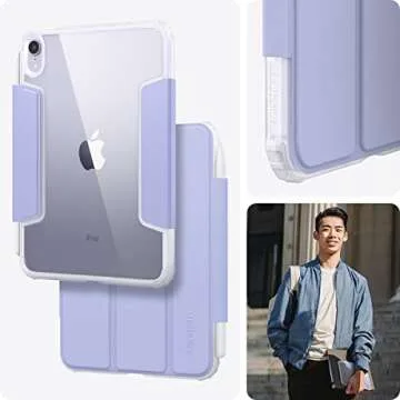 Spigen Ultra Hybrid Pro Designed for 8.3 inch iPad Mini 7 Case A17 Pro (2024), iPad Mini 7th/6th Generation Case (2024/2021) w/Clear Transparent Back and Pencil Holder - Lavender
