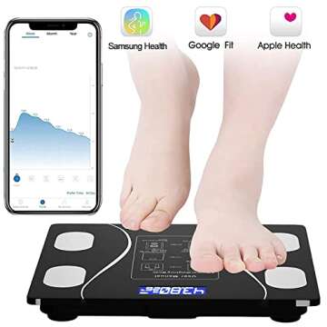 3 Pcs Wireless Intelligent Digital Bathroom Tempered Glass Platform BMI Scale, Body Fat Scale, Body Composition Analyzer with Smartphone Application and Bluetooth synchronous Scale（320mm/12.5in）