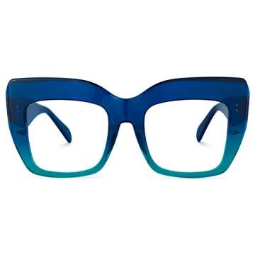 Vooglam Oversize Square Blue Light Glasses for Women Anti UV Eyestrain Computer Phone TV Eyewear Blu...