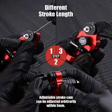 Dragonhawk Slip Rotary Tattoo Machine Gun Stroke Length Hard Soft Changeable Coreless Motor Q813 (Red-Black)