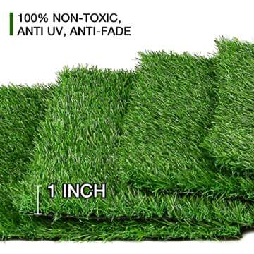 XLX TURF 12X12 Artificial Grass Table Placemats 4 Pack, Green Fake Grass Patch Square Tiles Table Runner Decor Birthday, Party, Baby Shower, Wedding, Holiday