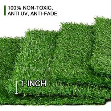 XLX TURF 12X12 Artificial Grass Table Placemats 4 Pack, Green Fake Grass Patch Square Tiles Table Runner Decor Birthday, Party, Baby Shower, Wedding, Holiday