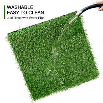 XLX TURF 12X12 Artificial Grass Table Placemats 4 Pack, Green Fake Grass Patch Square Tiles Table Runner Decor Birthday, Party, Baby Shower, Wedding, Holiday