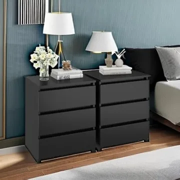 Stylish FOTOSOK Nightstands Set of 2 with Storage Drawers