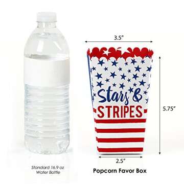 Big Dot of Happiness Stars and Stripes - Memorial Day, 4th of July and Labor Day USA Patriotic Party Favor Popcorn Treat Boxes - Set of 12