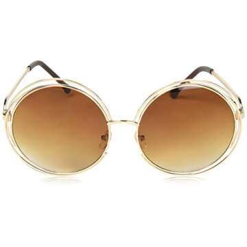 Big Round Oversized Double Wire Rim Sunglasses Metal Frame Retro XXL Shades