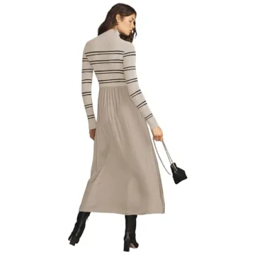 Womens Causal Solid Ribbed Knit Tops Long Dress for Ladies Fall Winter Warm Outfits Maxi Sweater Dress